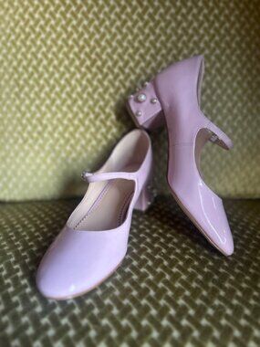 Kate Spade New York Pink Eleni Mary Jane Pink Patent Leather Pearl Heel Pump NEW